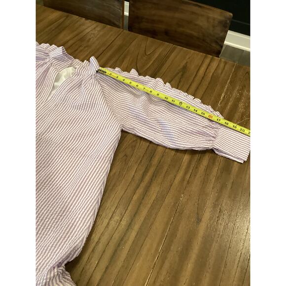 Karlie Seersucker Ruffle shift girlie long sleeve mini Dress purple Lilac S - Picture 9 of 11